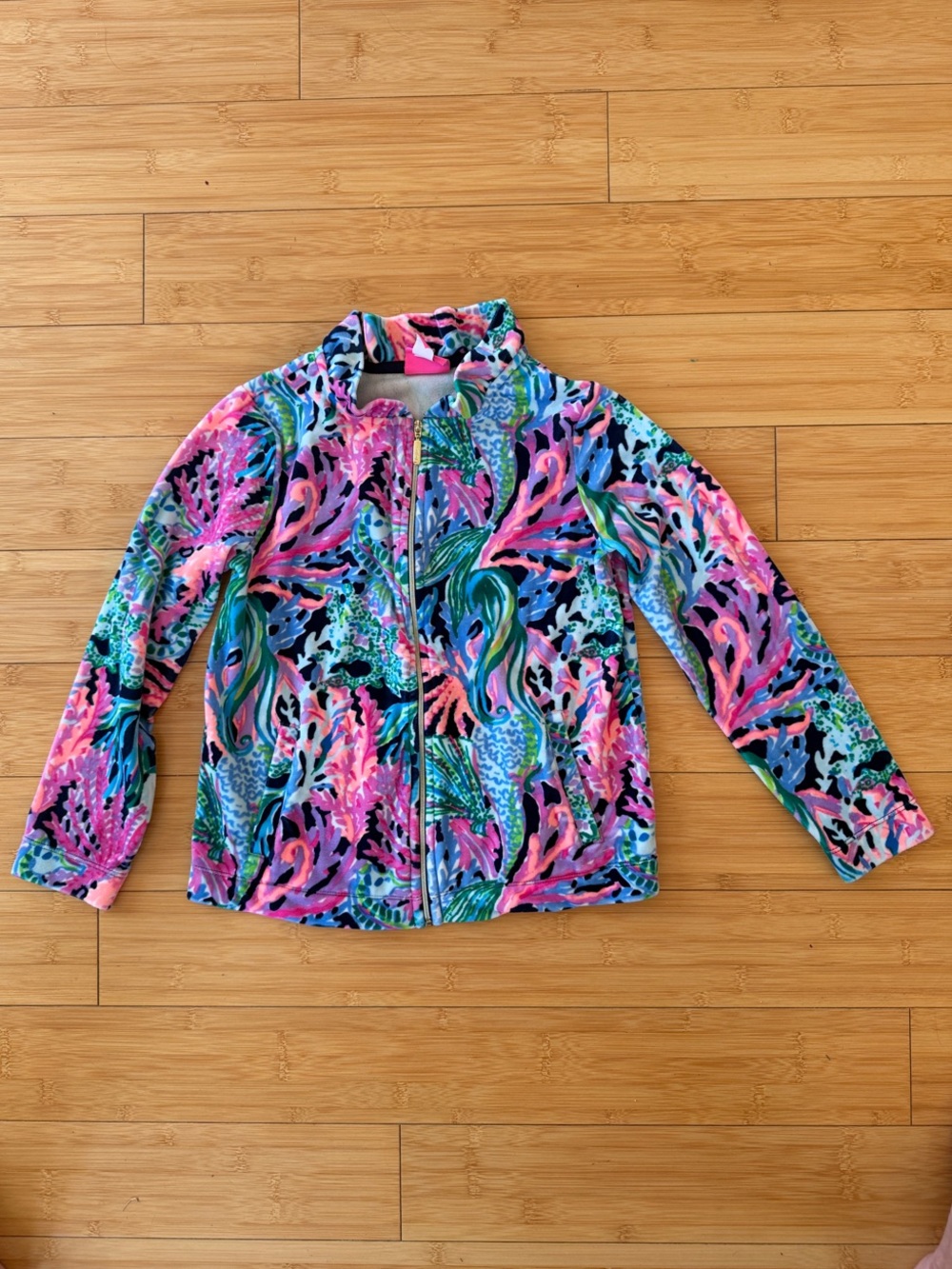 Lilly Pulitzer Girls velour zip-up sweatshirt EUC size 8-10